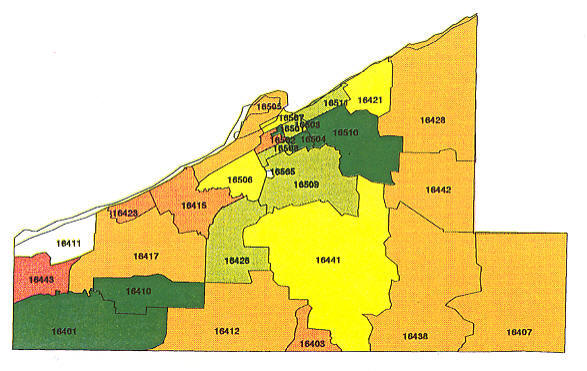 Zip Code Map Erie Pa Pennsylvania Radon Map, Bucks county radon, Northampton county 