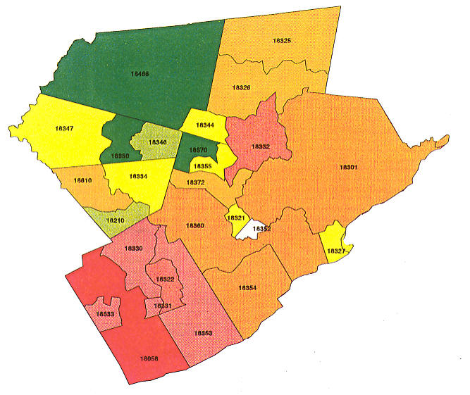 printable montgomery county zip code map Pennsylvania Radon Map Bucks County Radon Northampton County printable montgomery county zip code map