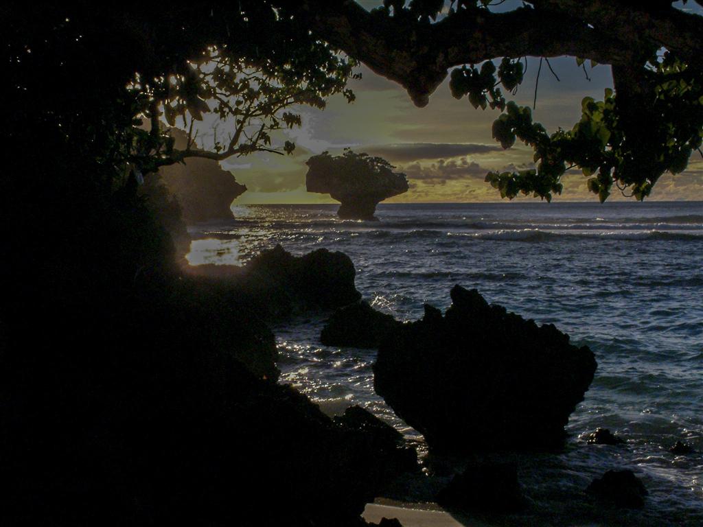 Rock formations on the water in Guam